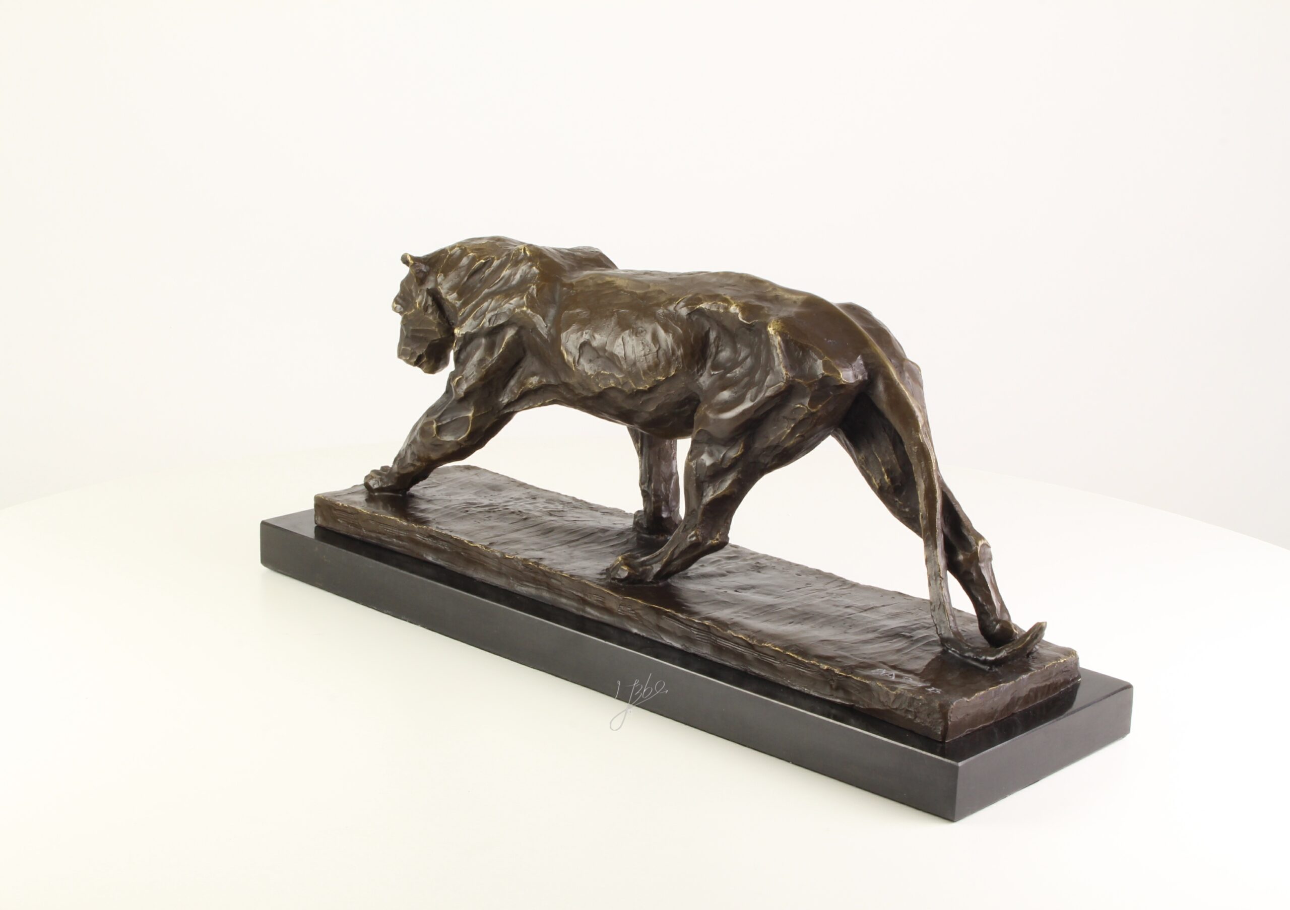 Exquisite Bronzeskulptur Panther Detaillierte Kunst auf edlem Sockel 6