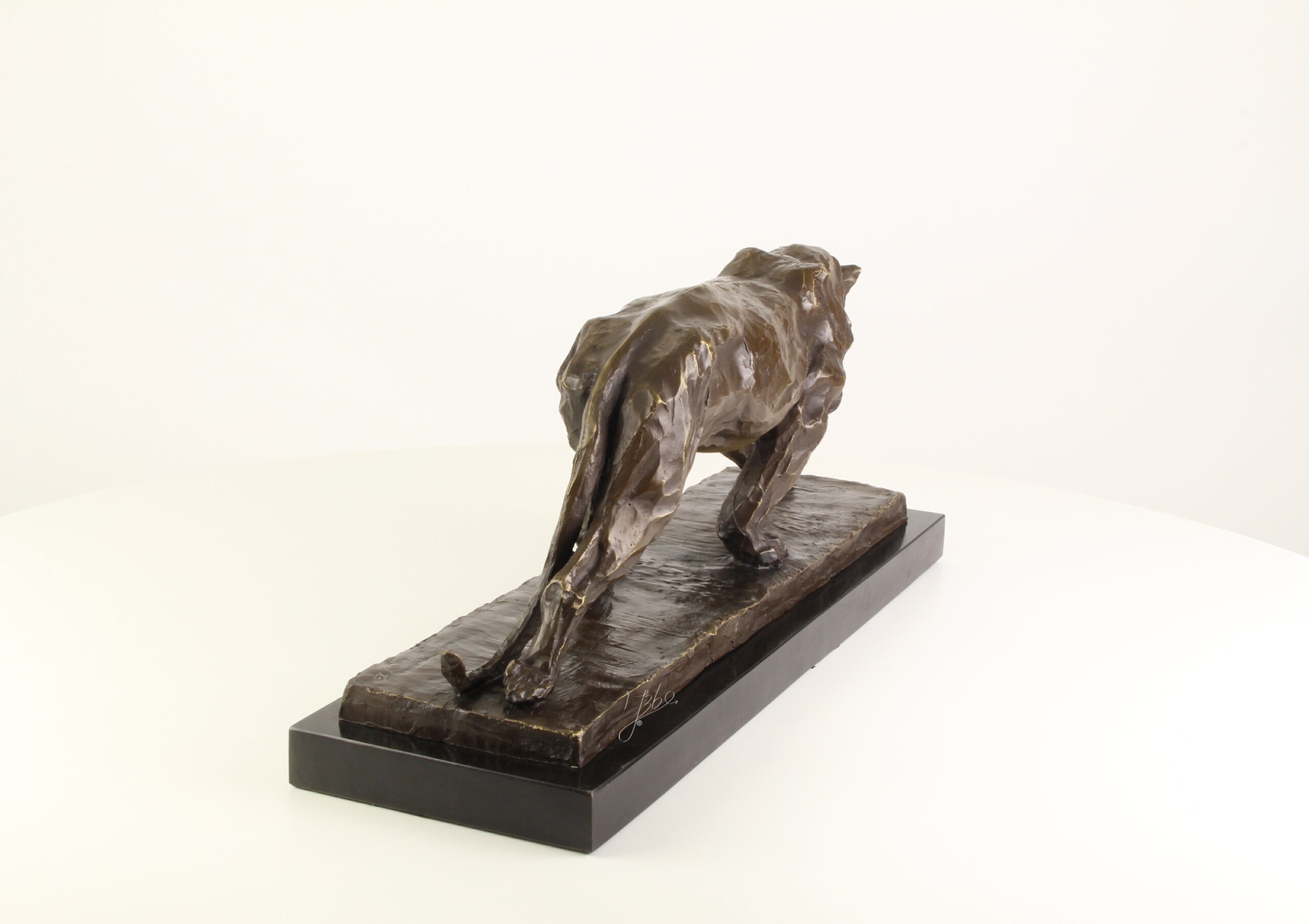 Exquisite Bronzeskulptur Panther Detaillierte Kunst auf edlem Sockel 7