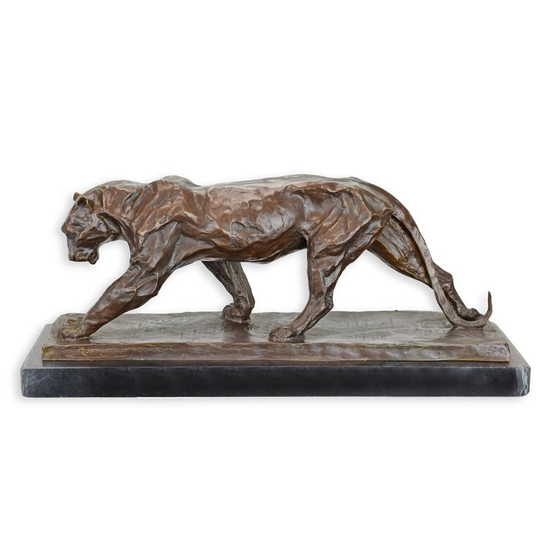 Exquisite Bronzeskulptur Panther Detaillierte Kunst auf edlem Sockel 2