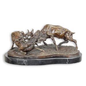 Exquisite Bronze Hirschkampf Skulptur Detaillierte Bronzeplastik kämpfender Hirsche