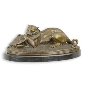 Exquisite Bronze Panther Skulptur im Kampf mit Krokodil