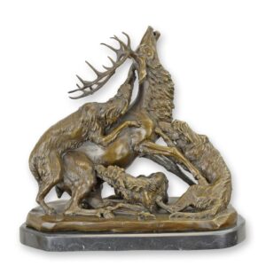 Detaillierte Bronze Tierfigur Exquisite Bronzeskulptur Hirschjagd