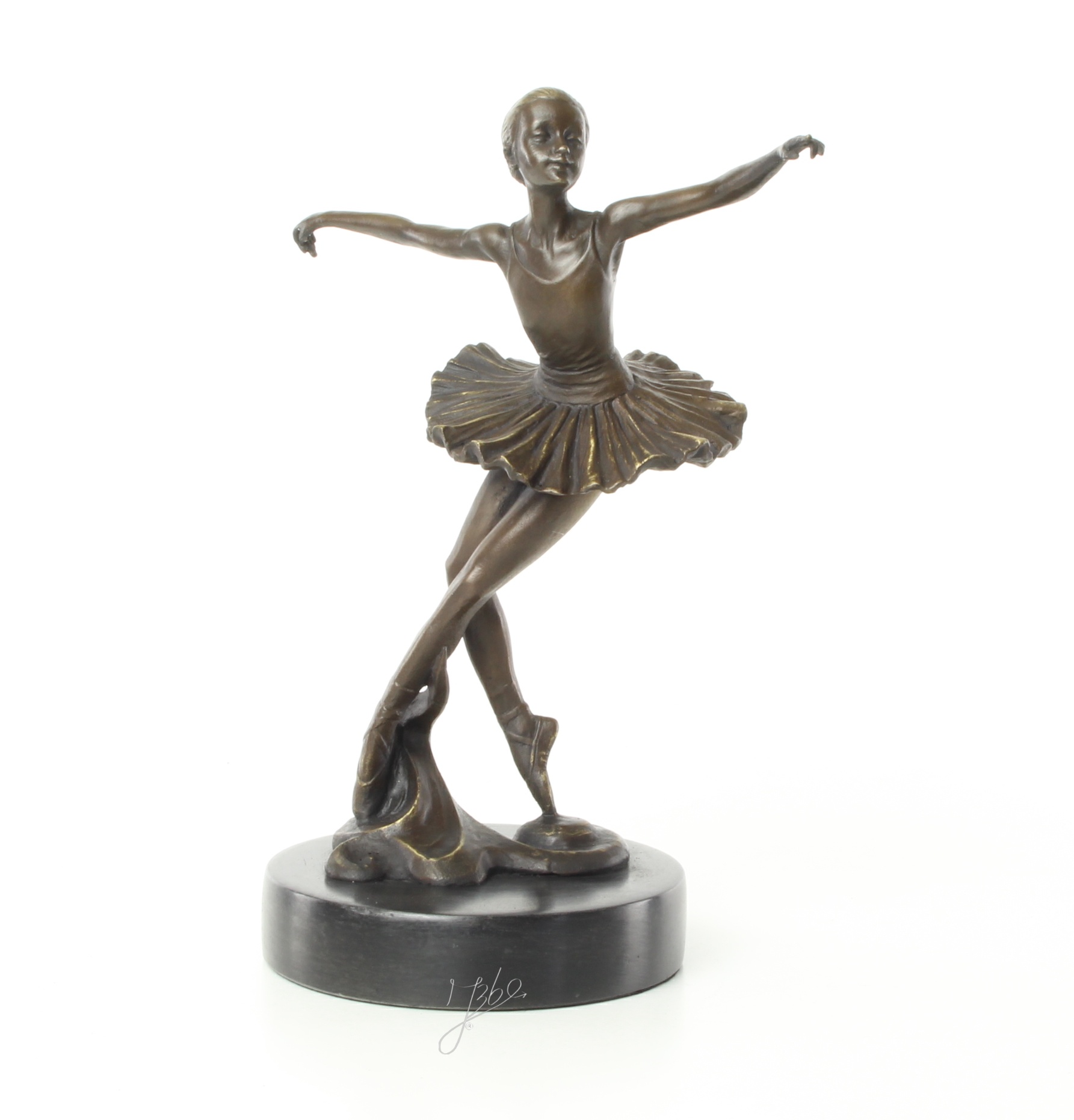 Elegante Bronze Tänzerin Skulptur Ballerina mit ausgebreiteten Armen 3