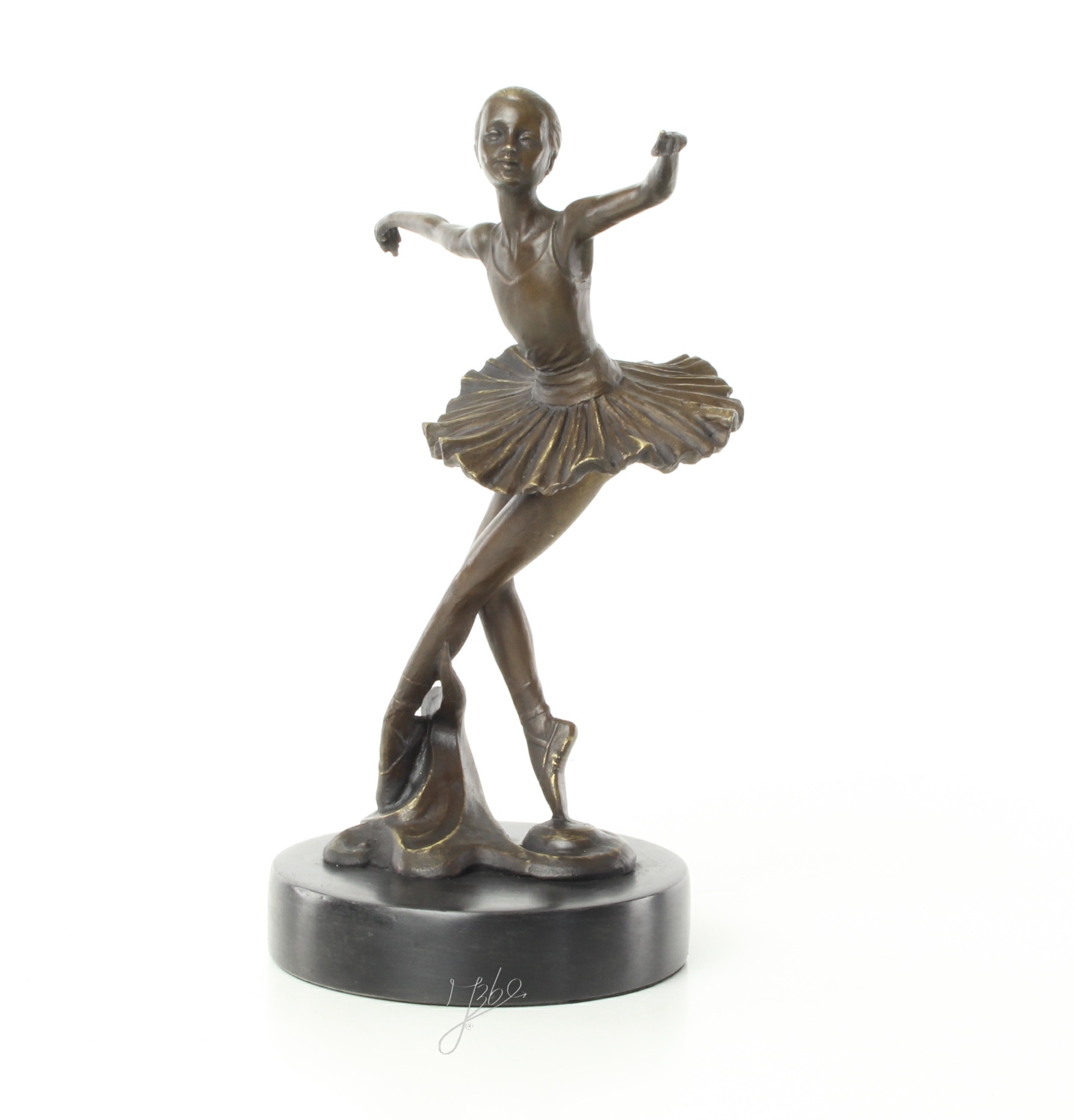 Elegante Bronze Tänzerin Skulptur Ballerina mit ausgebreiteten Armen 4