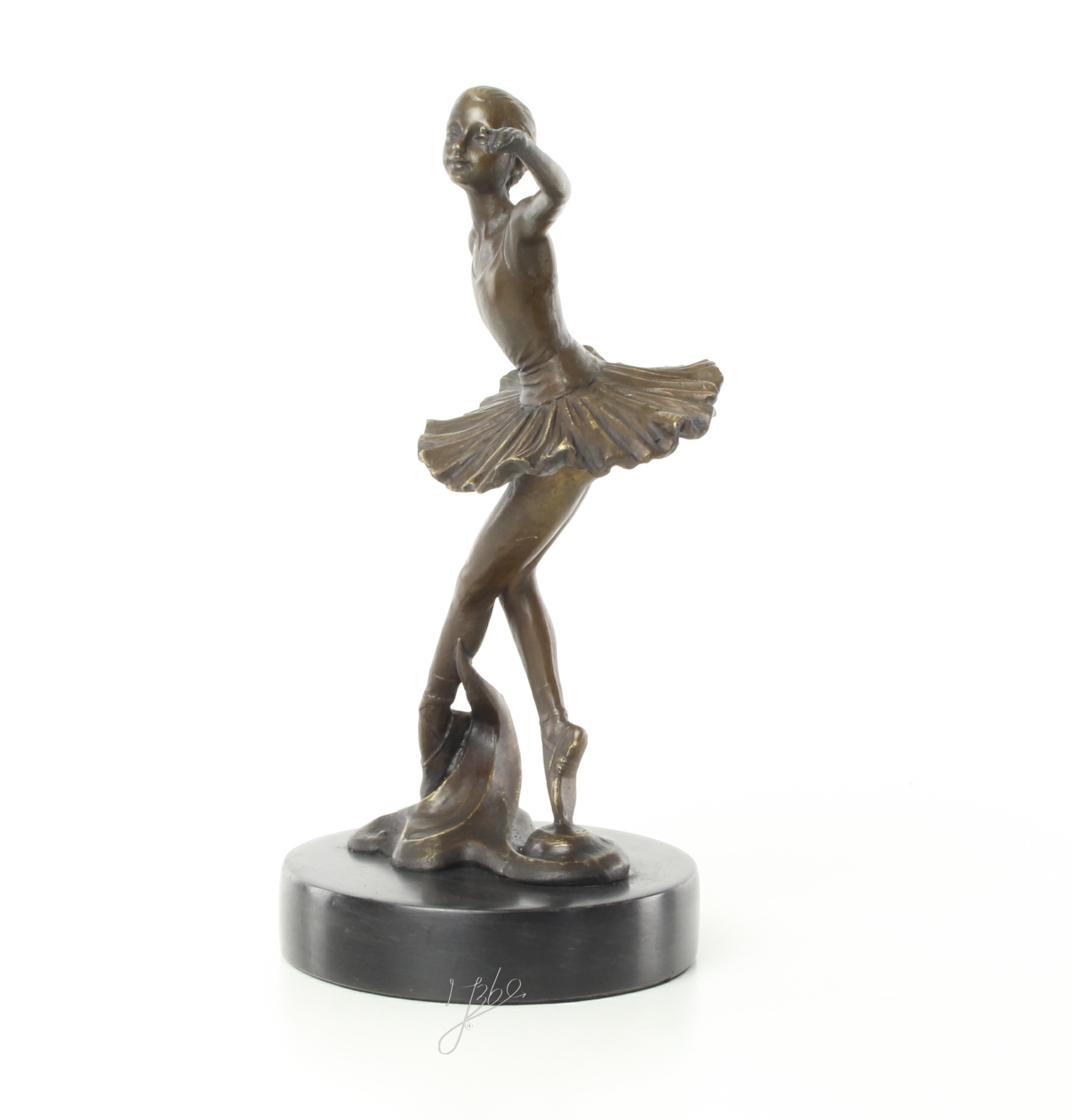 Elegante Bronze Tänzerin Skulptur Ballerina mit ausgebreiteten Armen 5