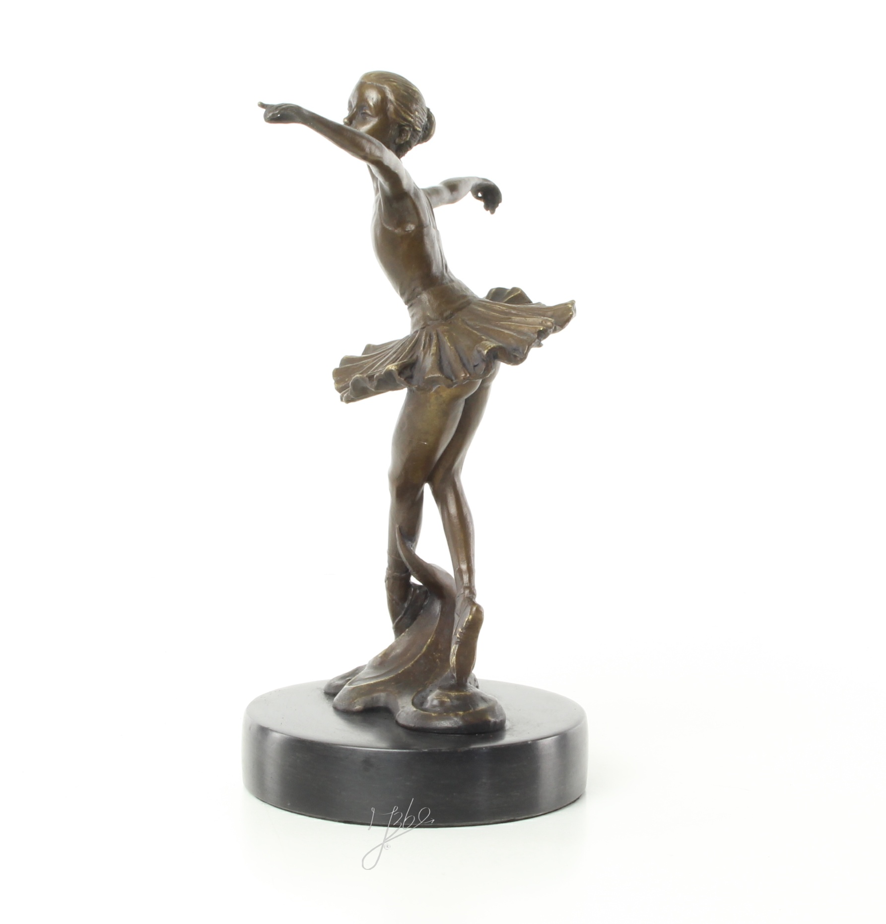 Elegante Bronze Tänzerin Skulptur Ballerina mit ausgebreiteten Armen 7