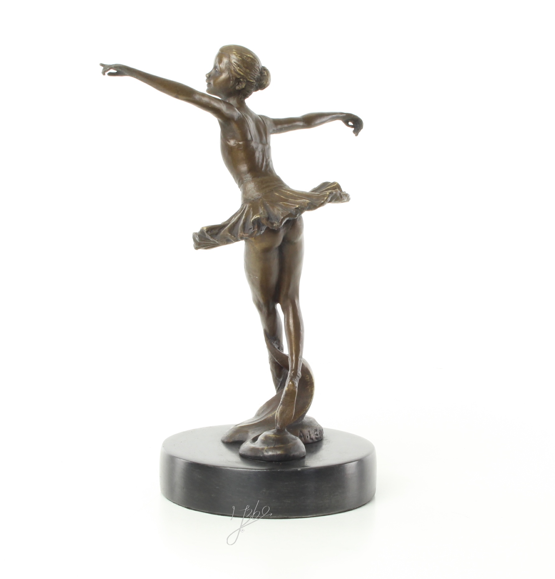 Elegante Bronze Tänzerin Skulptur Ballerina mit ausgebreiteten Armen 6