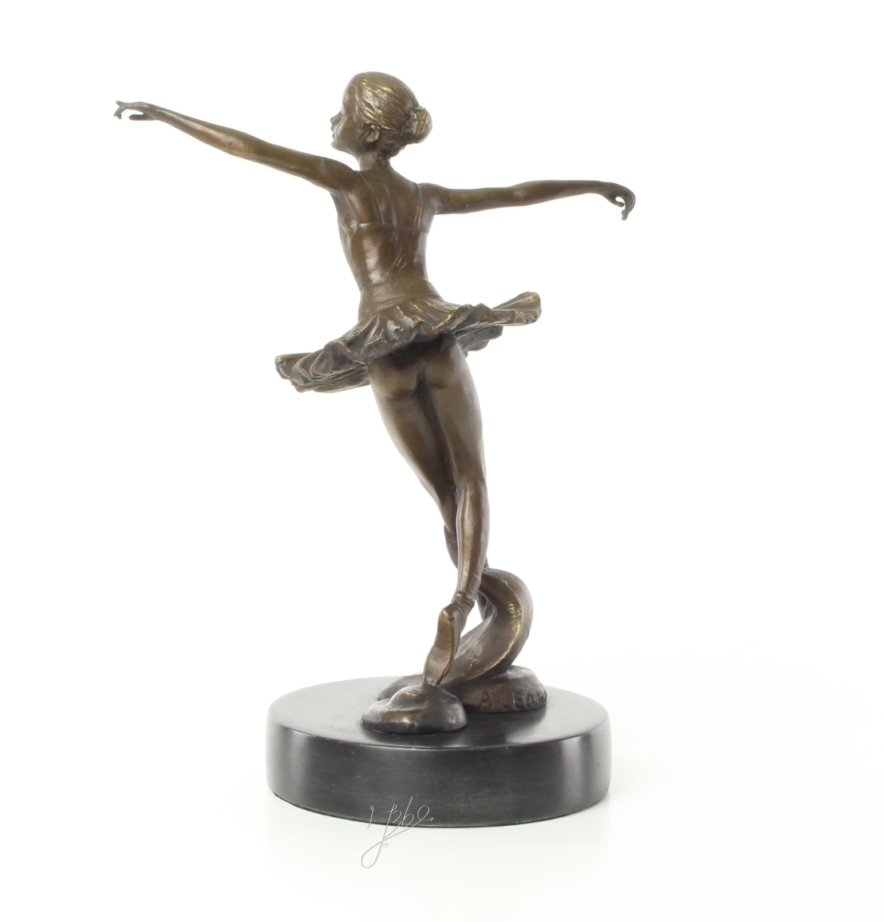 Elegante Bronze Tänzerin Skulptur Ballerina mit ausgebreiteten Armen 8