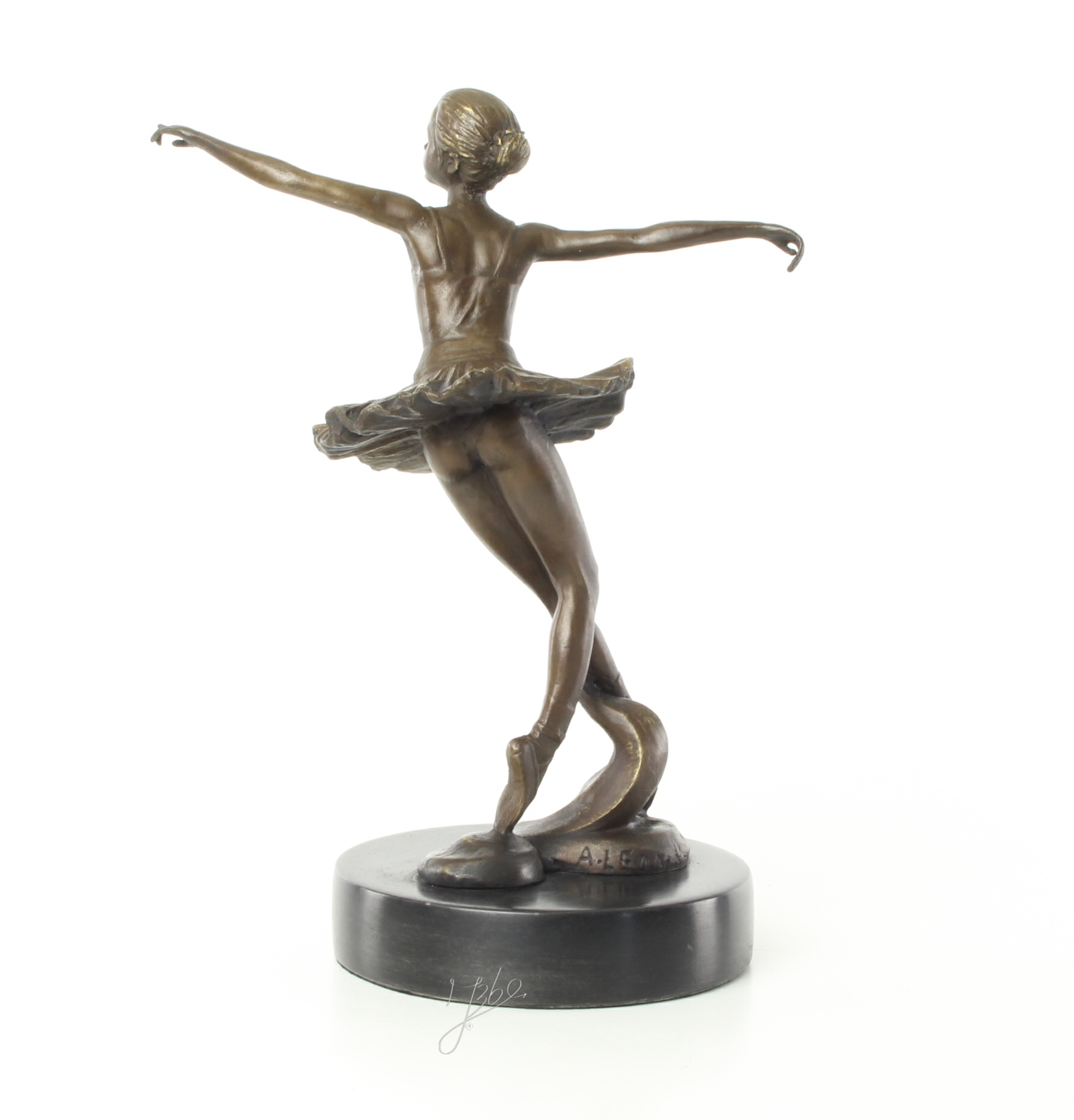 Elegante Bronze Tänzerin Skulptur Ballerina mit ausgebreiteten Armen 11