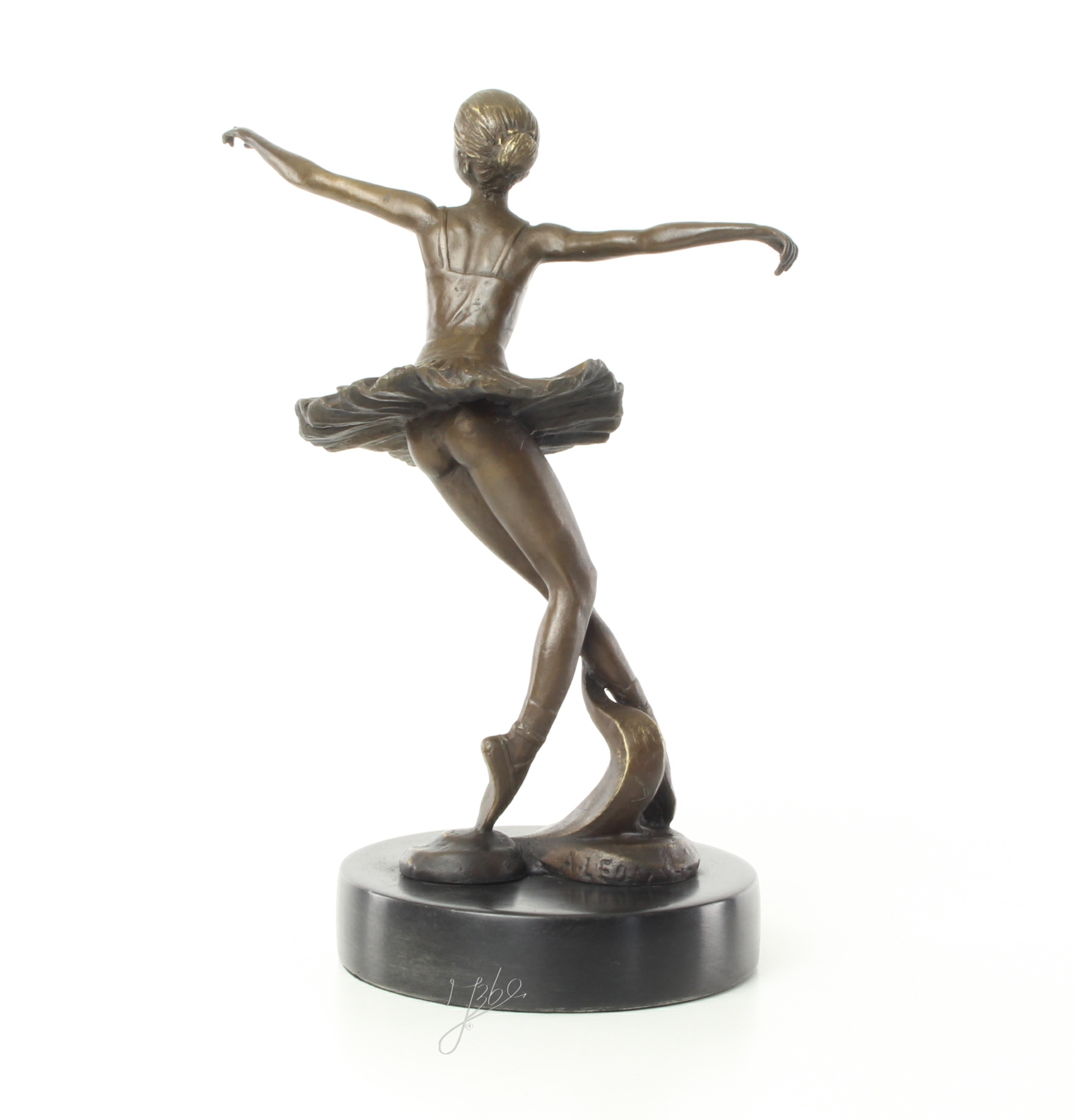 Elegante Bronze Tänzerin Skulptur Ballerina mit ausgebreiteten Armen 12