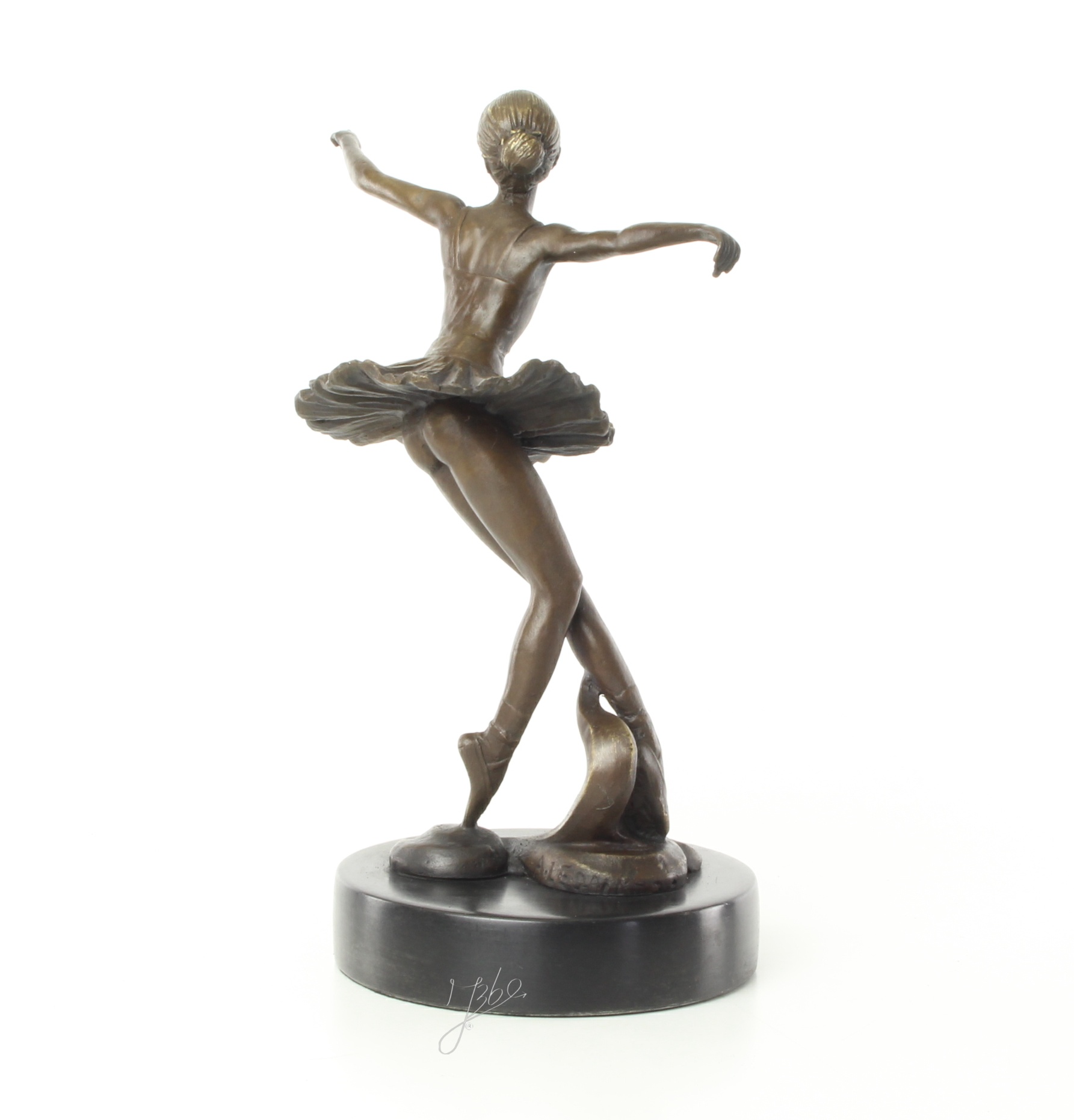 Elegante Bronze Tänzerin Skulptur Ballerina mit ausgebreiteten Armen 9
