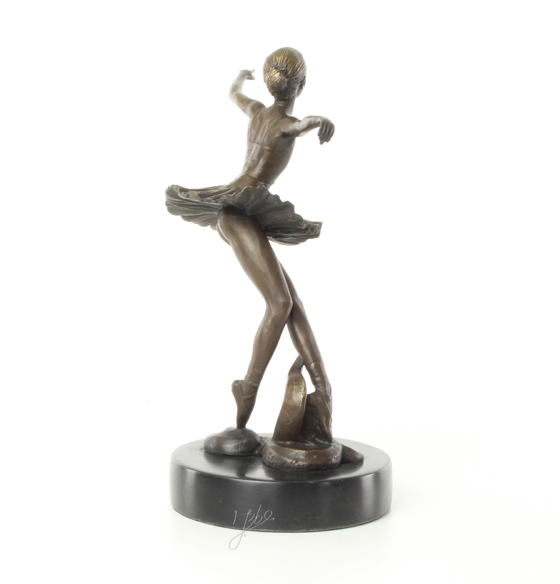 Elegante Bronze Tänzerin Skulptur Ballerina mit ausgebreiteten Armen 10