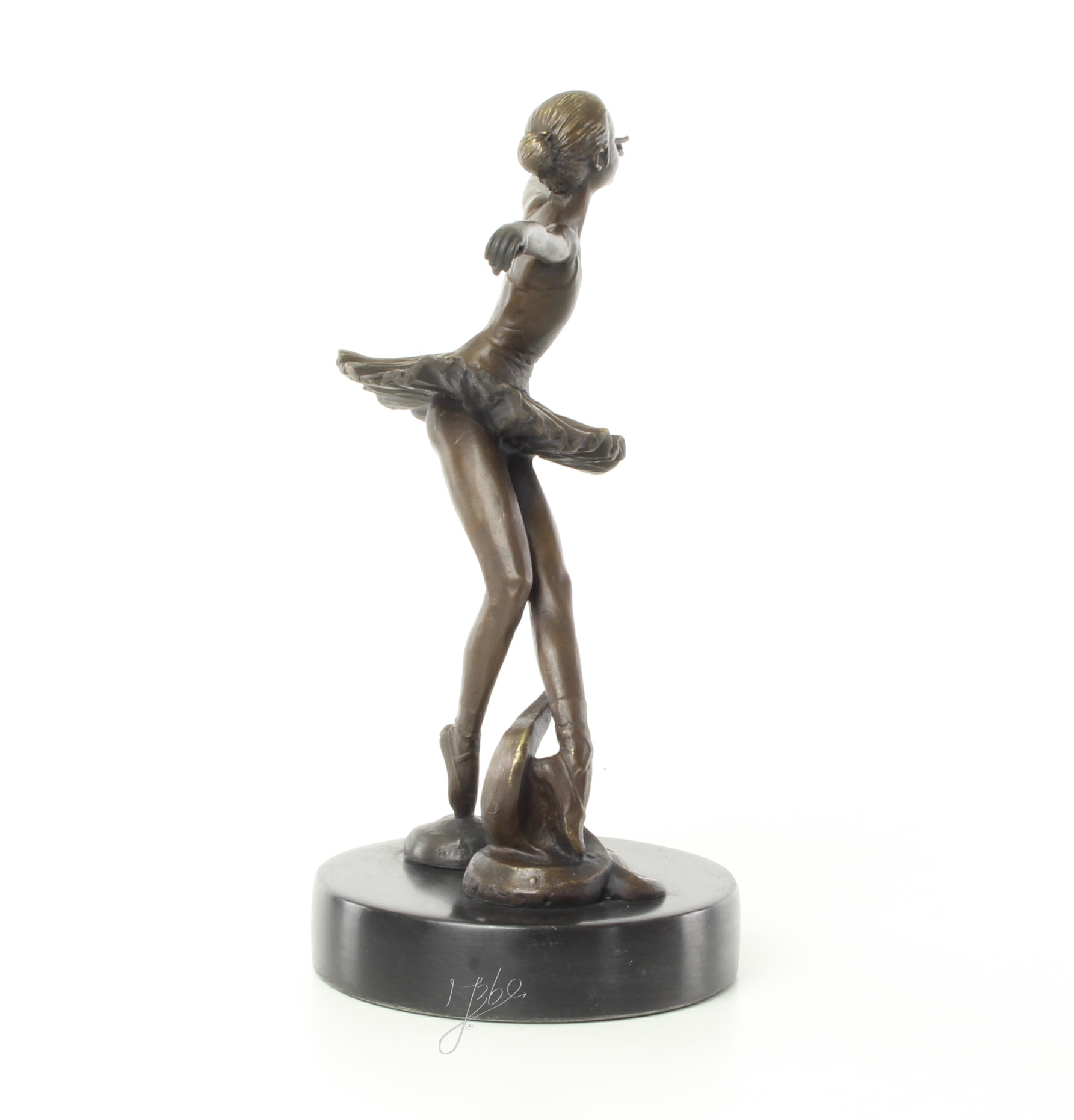 Elegante Bronze Tänzerin Skulptur Ballerina mit ausgebreiteten Armen 16