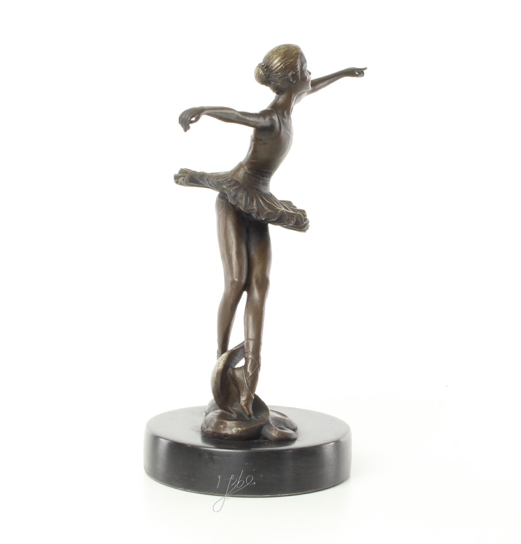 Elegante Bronze Tänzerin Skulptur Ballerina mit ausgebreiteten Armen 13