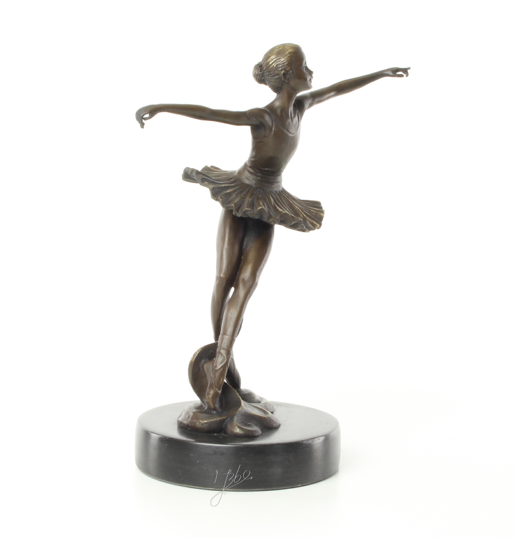 Elegante Bronze Tänzerin Skulptur Ballerina mit ausgebreiteten Armen 17