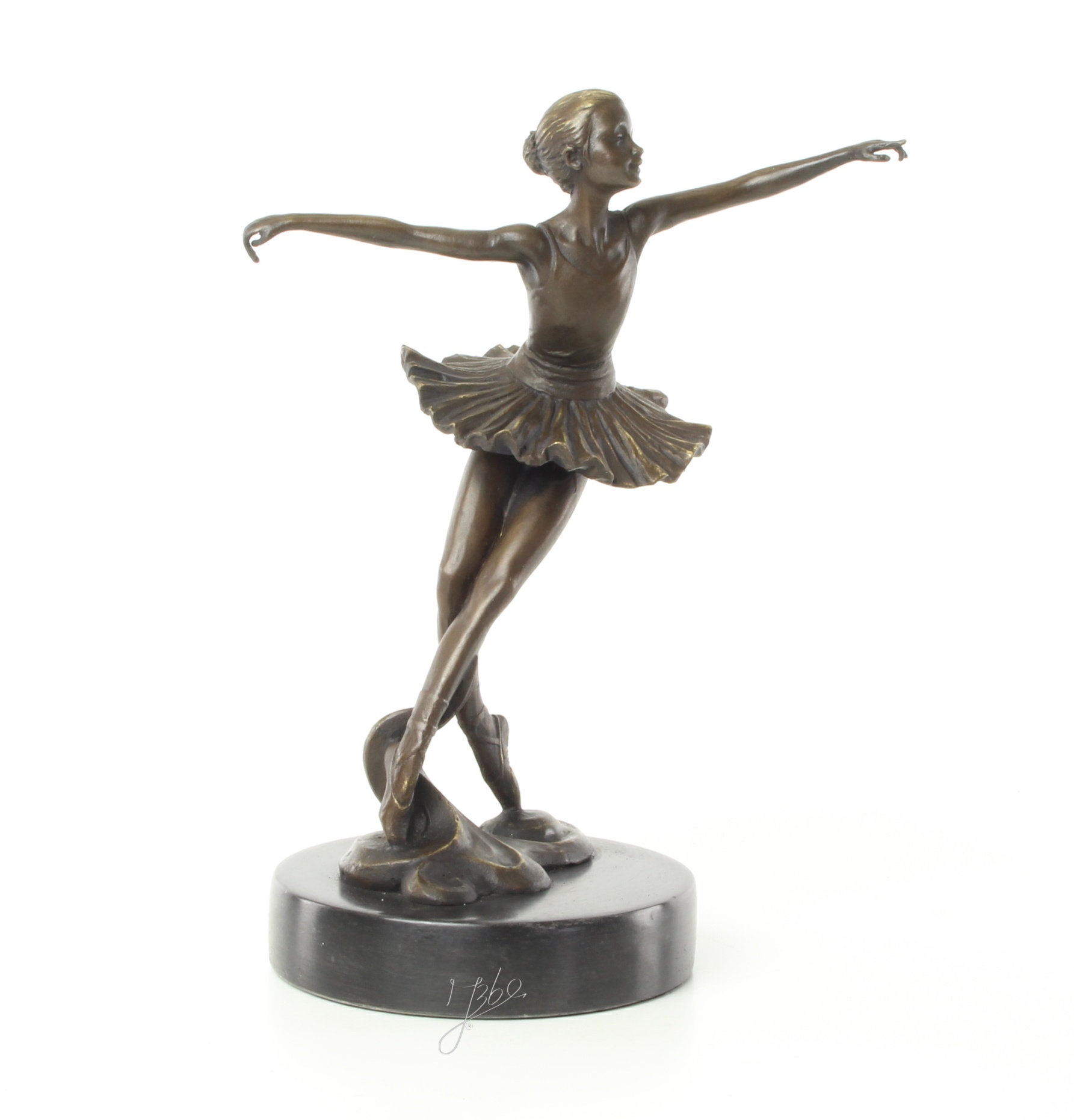 Elegante Bronze Tänzerin Skulptur Ballerina mit ausgebreiteten Armen 14