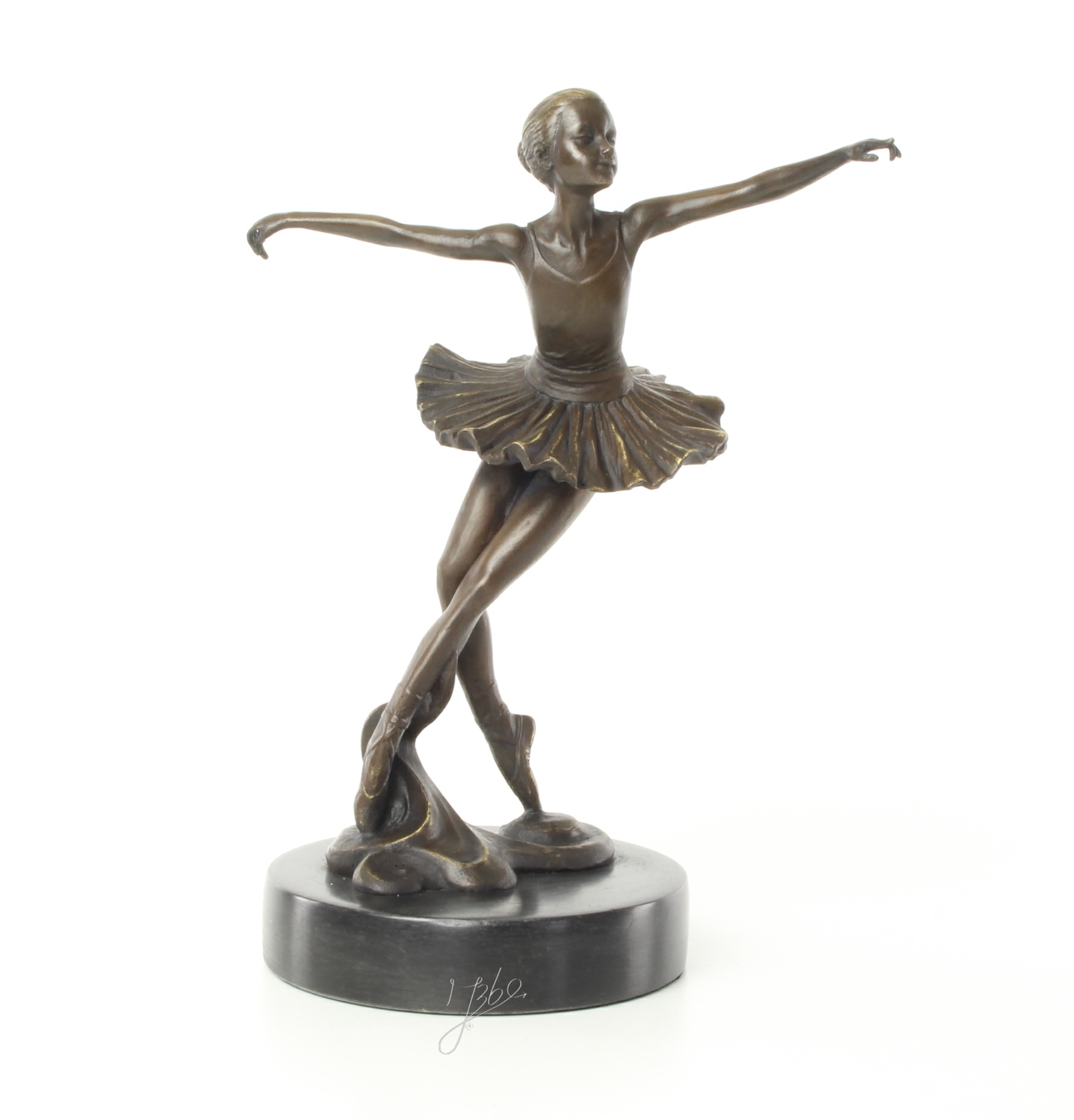 Elegante Bronze Tänzerin Skulptur Ballerina mit ausgebreiteten Armen 15