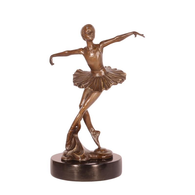 Elegante Bronze Tänzerin Skulptur Ballerina mit ausgebreiteten Armen 2