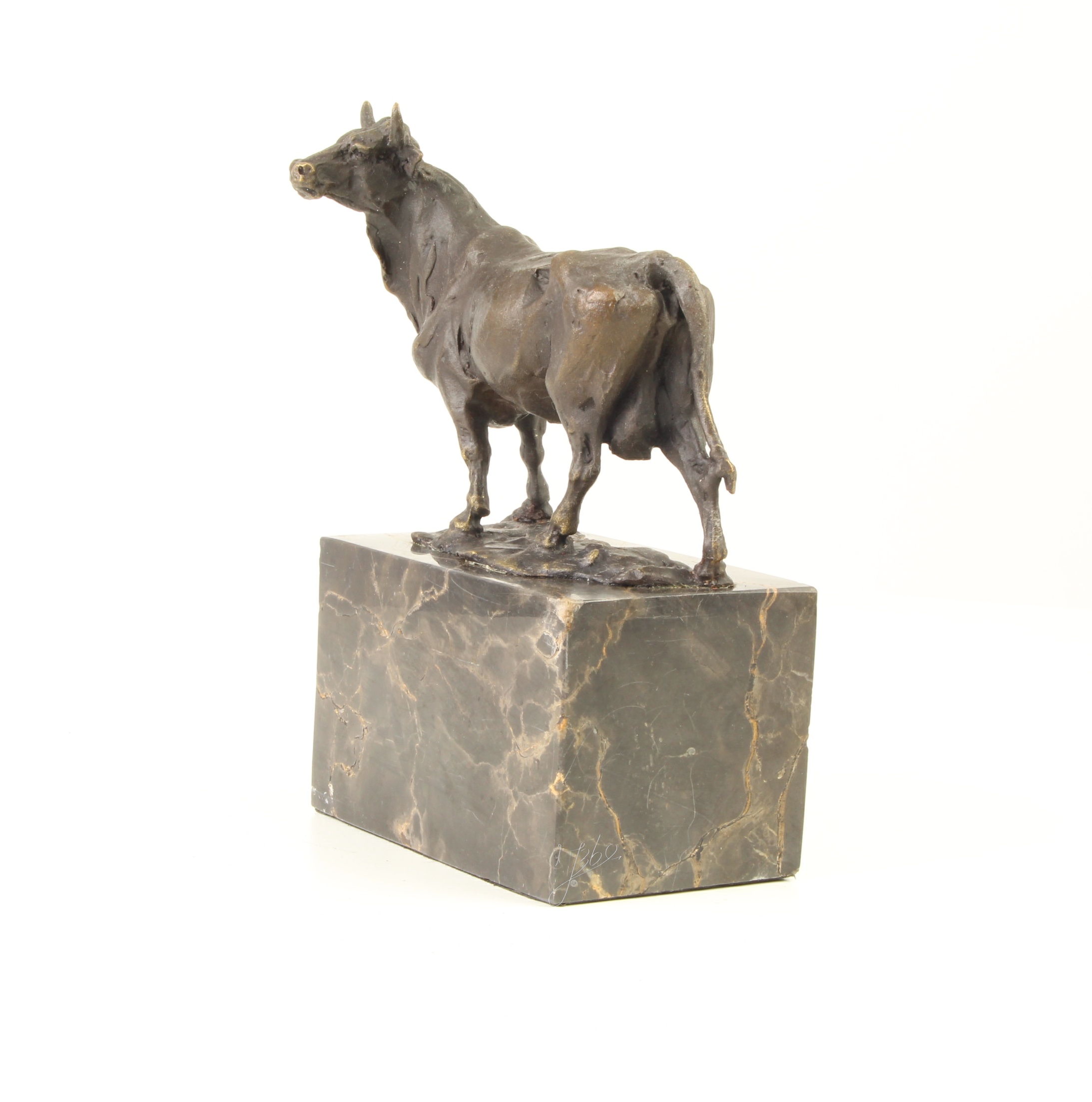 Handgefertigte Bronze Stierskulptur auf edlem Marmorsockel Kunstwerk für Sammler 7