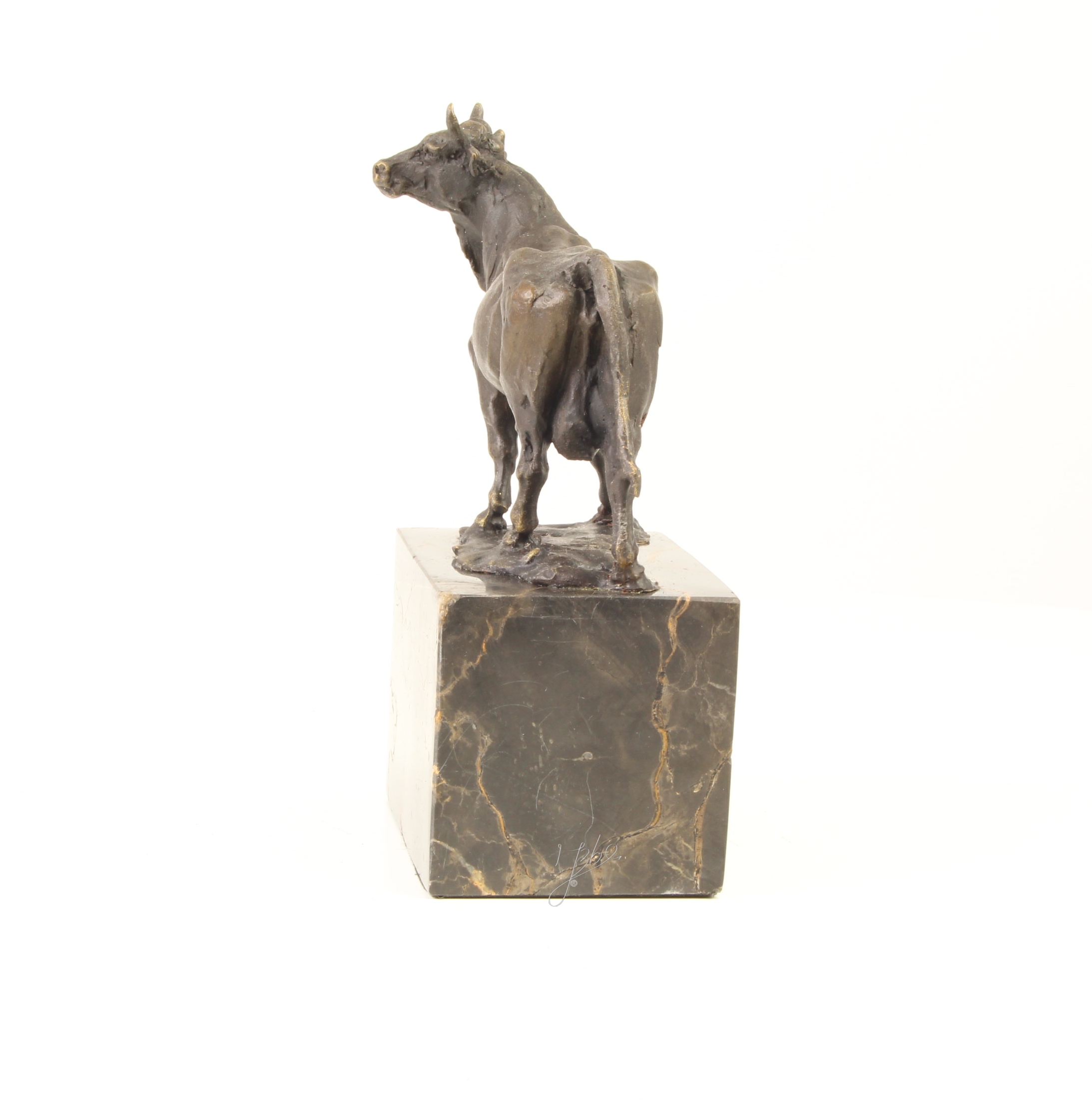 Handgefertigte Bronze Stierskulptur auf edlem Marmorsockel Kunstwerk für Sammler 5