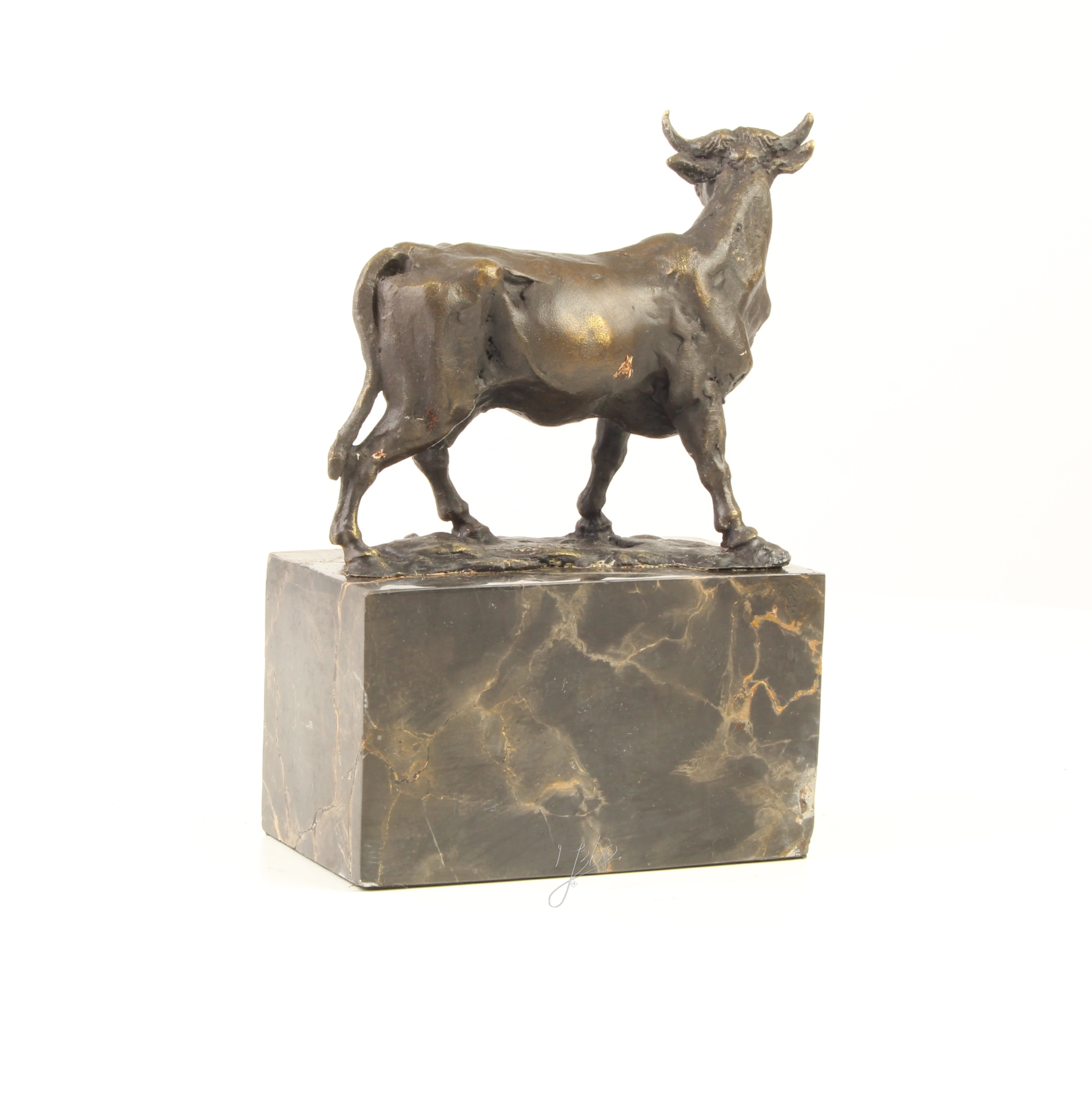 Handgefertigte Bronze Stierskulptur auf edlem Marmorsockel Kunstwerk für Sammler 11
