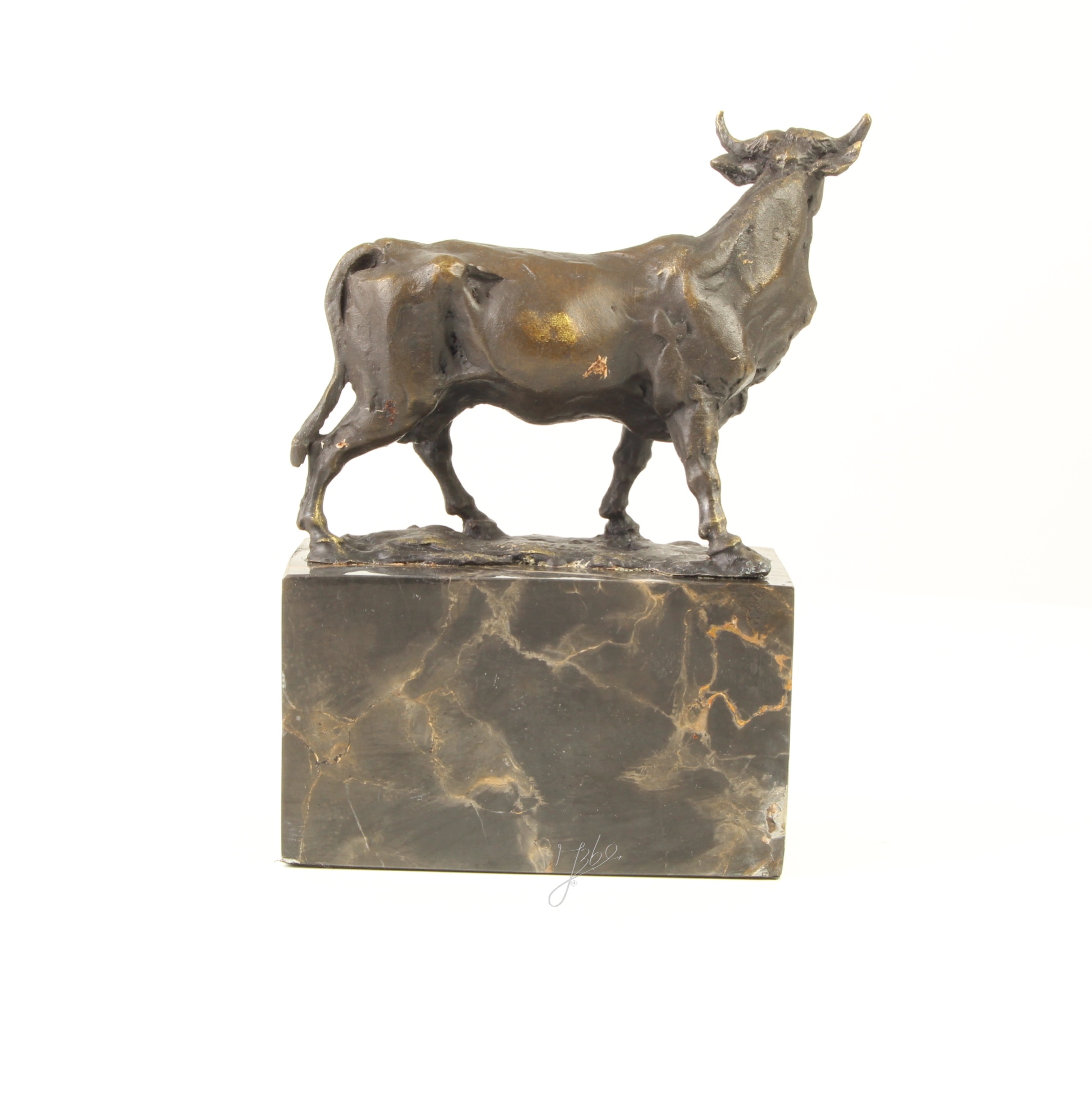 Handgefertigte Bronze Stierskulptur auf edlem Marmorsockel Kunstwerk für Sammler 9