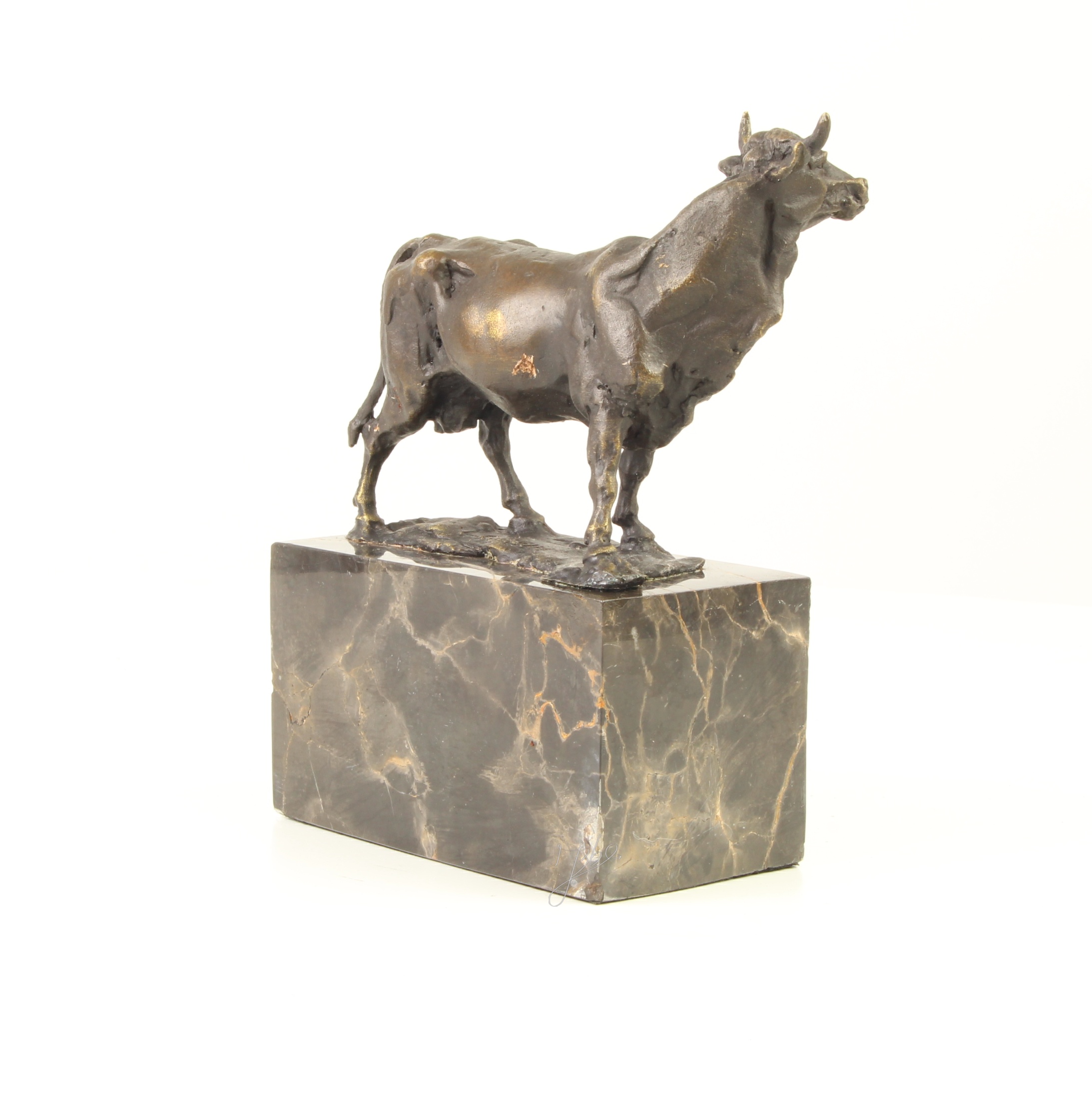 Handgefertigte Bronze Stierskulptur auf edlem Marmorsockel Kunstwerk für Sammler 13