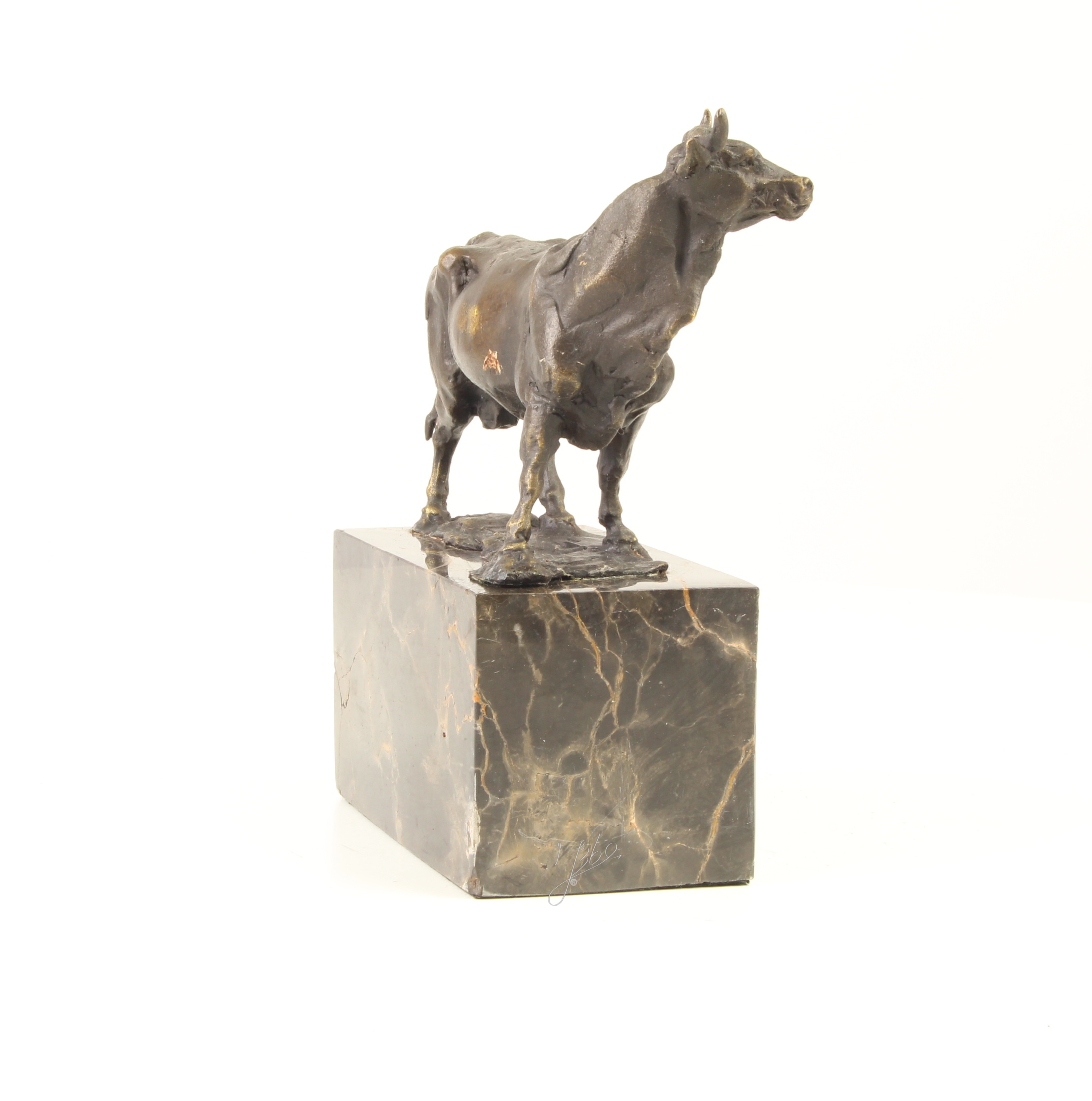Handgefertigte Bronze Stierskulptur auf edlem Marmorsockel Kunstwerk für Sammler 14