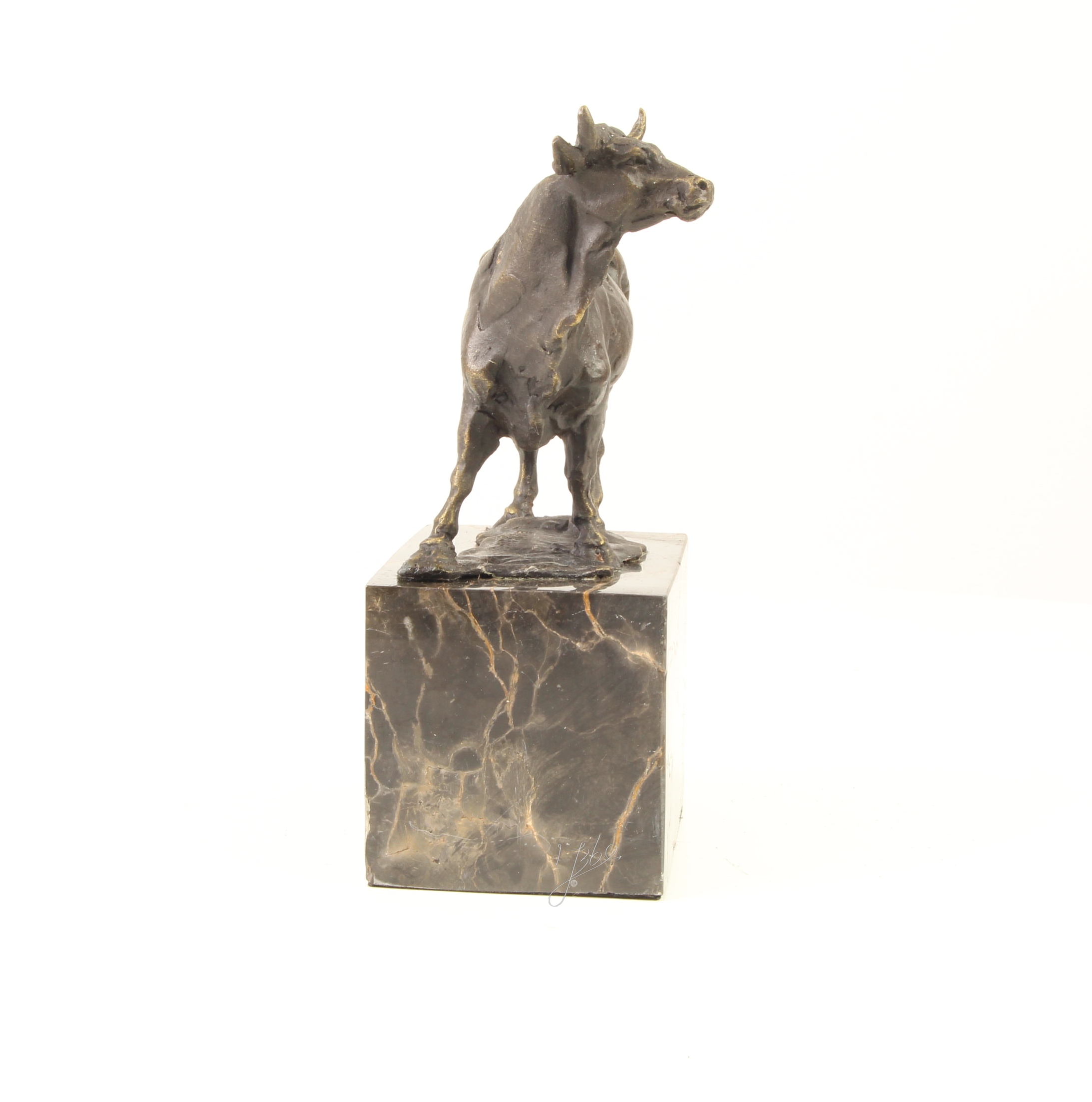 Handgefertigte Bronze Stierskulptur auf edlem Marmorsockel Kunstwerk für Sammler 15
