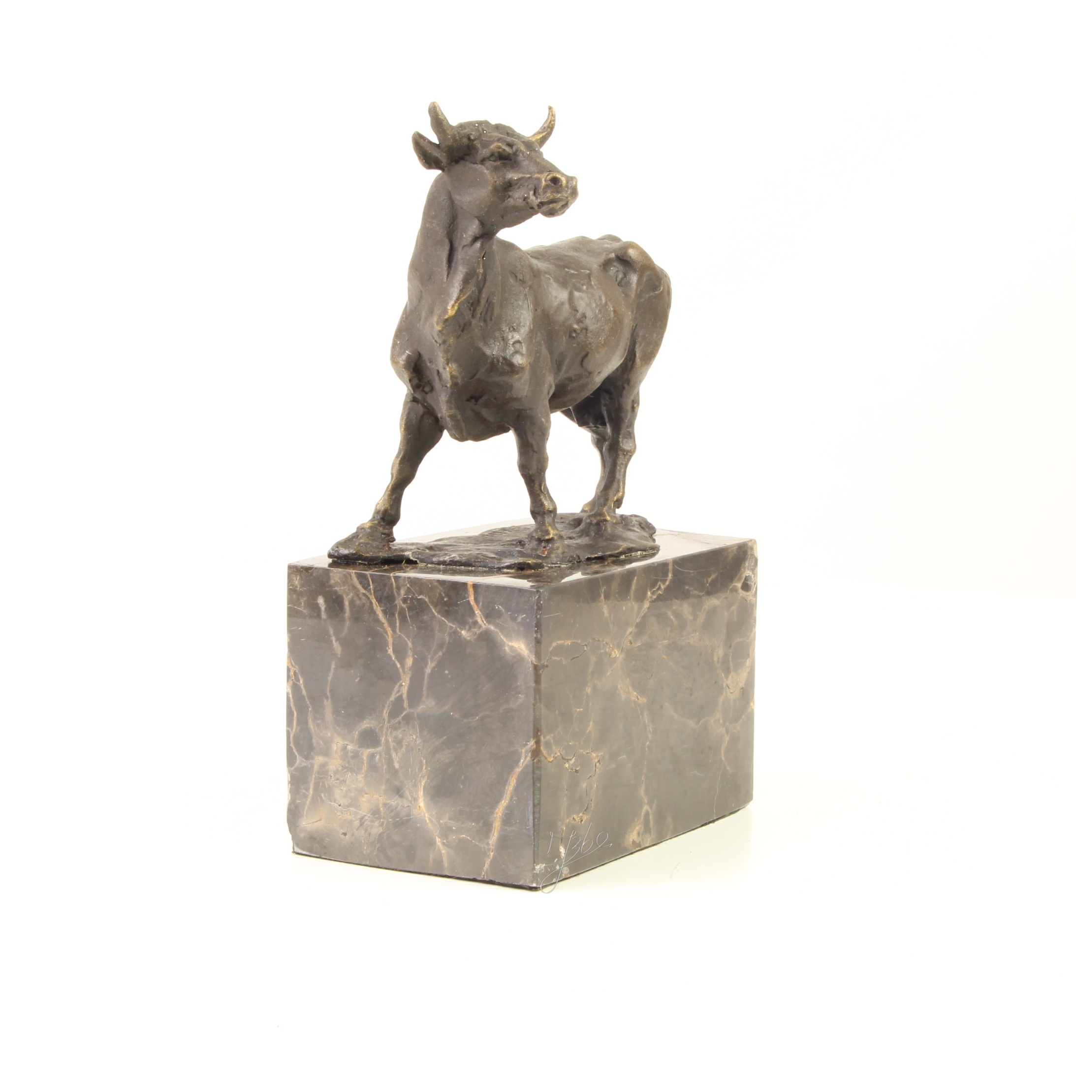 Handgefertigte Bronze Stierskulptur auf edlem Marmorsockel Kunstwerk für Sammler 16