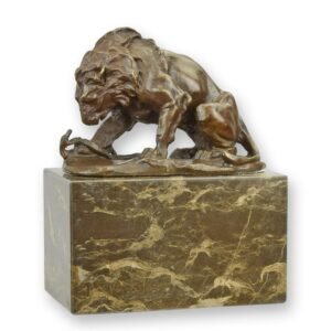Detaillierte Bronze Löwenskulptur Majestätischer kämpfender Löwe für Ihr Zuhause