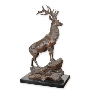Exquisite BronzehirschSkulptur auf edlem Marmorsockel für Ihr Zuhause