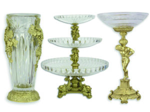 Glasschalen mit Bronzebesatz